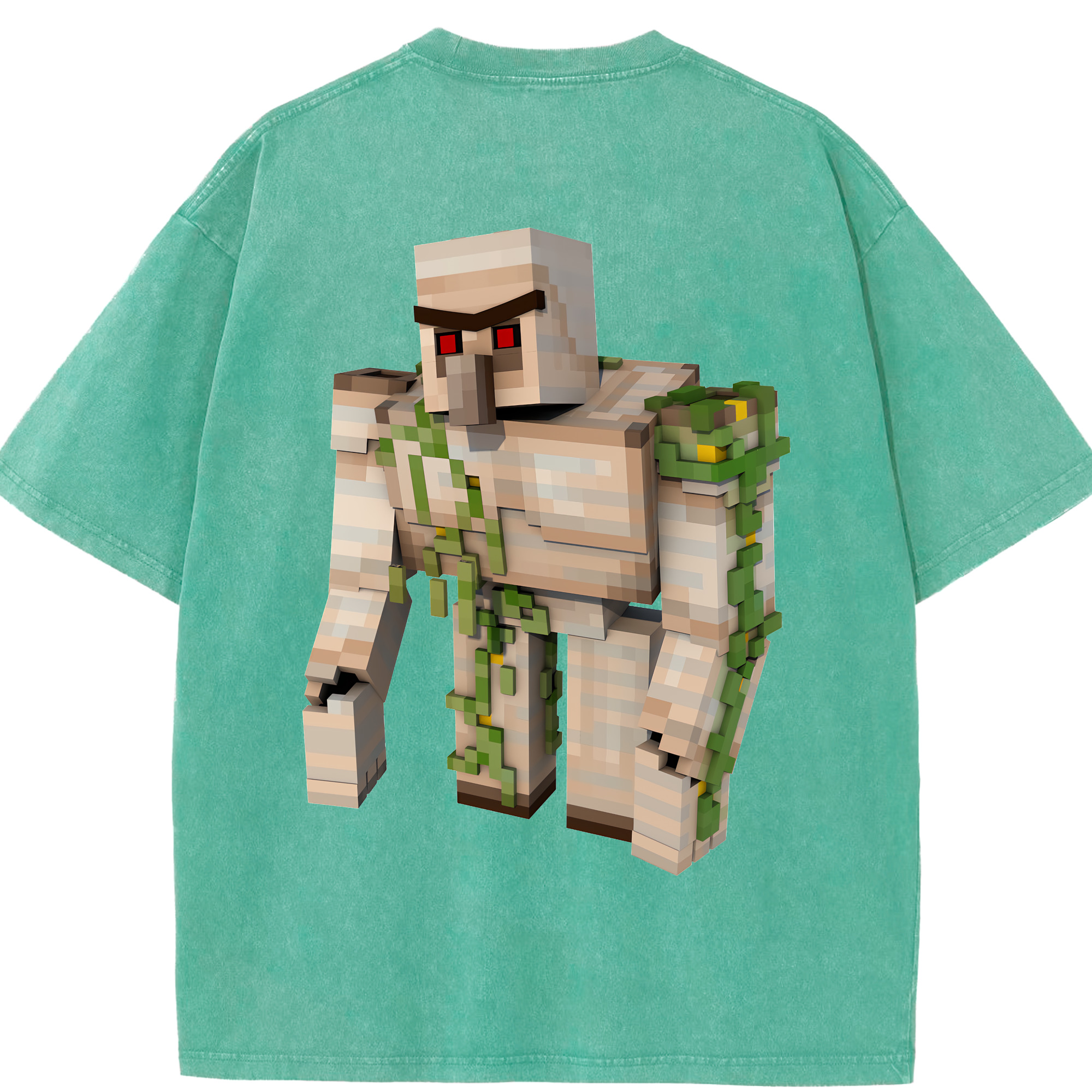 （画像用） マインクラフト ブロックの世界 Minecraft MC Block world 綿100% ヴィンテージ風 半袖Tシャツ（背面プリント）